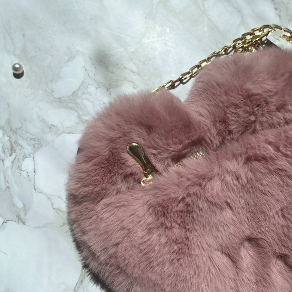 Hc Boutique Design Cute Women Heart Shape Winter Fur Crossbody Bag - Picture 5 of 5